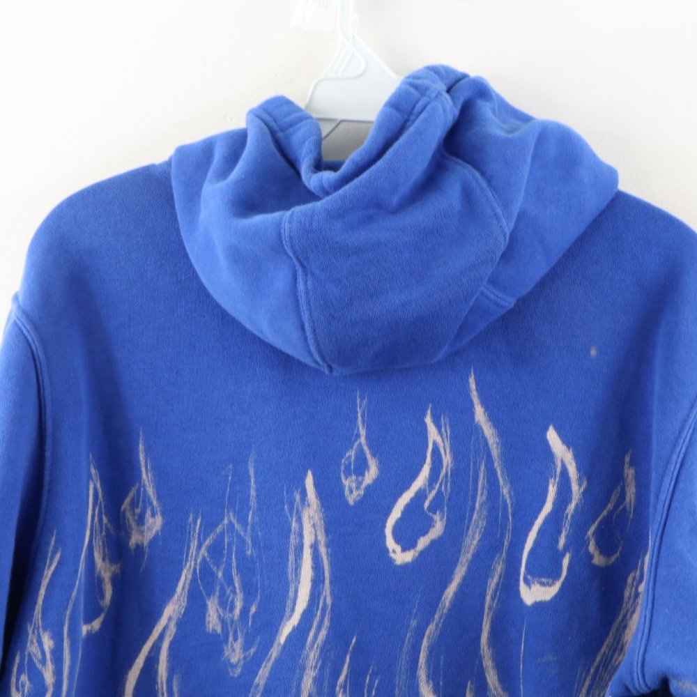 Vintage Nike Spell Out Fire Flames Hoodie Blue - Picture 7 of 8
